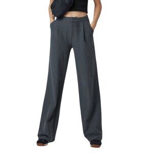 Vuori Womens Elevation Trousers Dark Pewter Heather Wide-Leg Pants L casual work